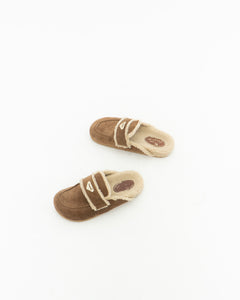 Vintage x BROWNS Tan Suede Fleece Mules (7-8)