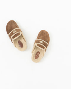 Vintage x BROWNS Tan Suede Fleece Mules (7-8)