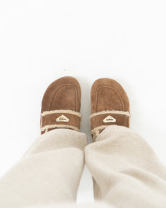 Vintage x BROWNS Tan Suede Fleece Mules (7-8)