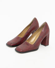 Load image into Gallery viewer, Vintage x TRANSIT Red Snakeskin Leather Chunky Heels (8, 8.5)