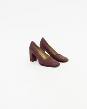 Load image into Gallery viewer, Vintage x TRANSIT Red Snakeskin Leather Chunky Heels (8, 8.5)