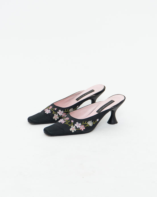 Vintage x JENNIFER MOORE Embroidered Black Mules (7)