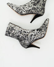 Load image into Gallery viewer, VALENTINO x Silver, Black Sequin Boots (6, 6.5)