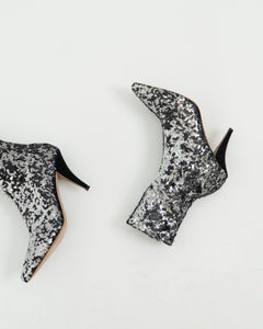 VALENTINO x Silver, Black Sequin Boots (6, 6.5)