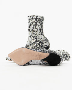 VALENTINO x Silver, Black Sequin Boots (6, 6.5)