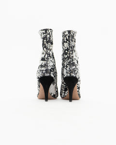 VALENTINO x Silver, Black Sequin Boots (6, 6.5)