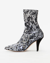 Load image into Gallery viewer, VALENTINO x Silver, Black Sequin Boots (6, 6.5)