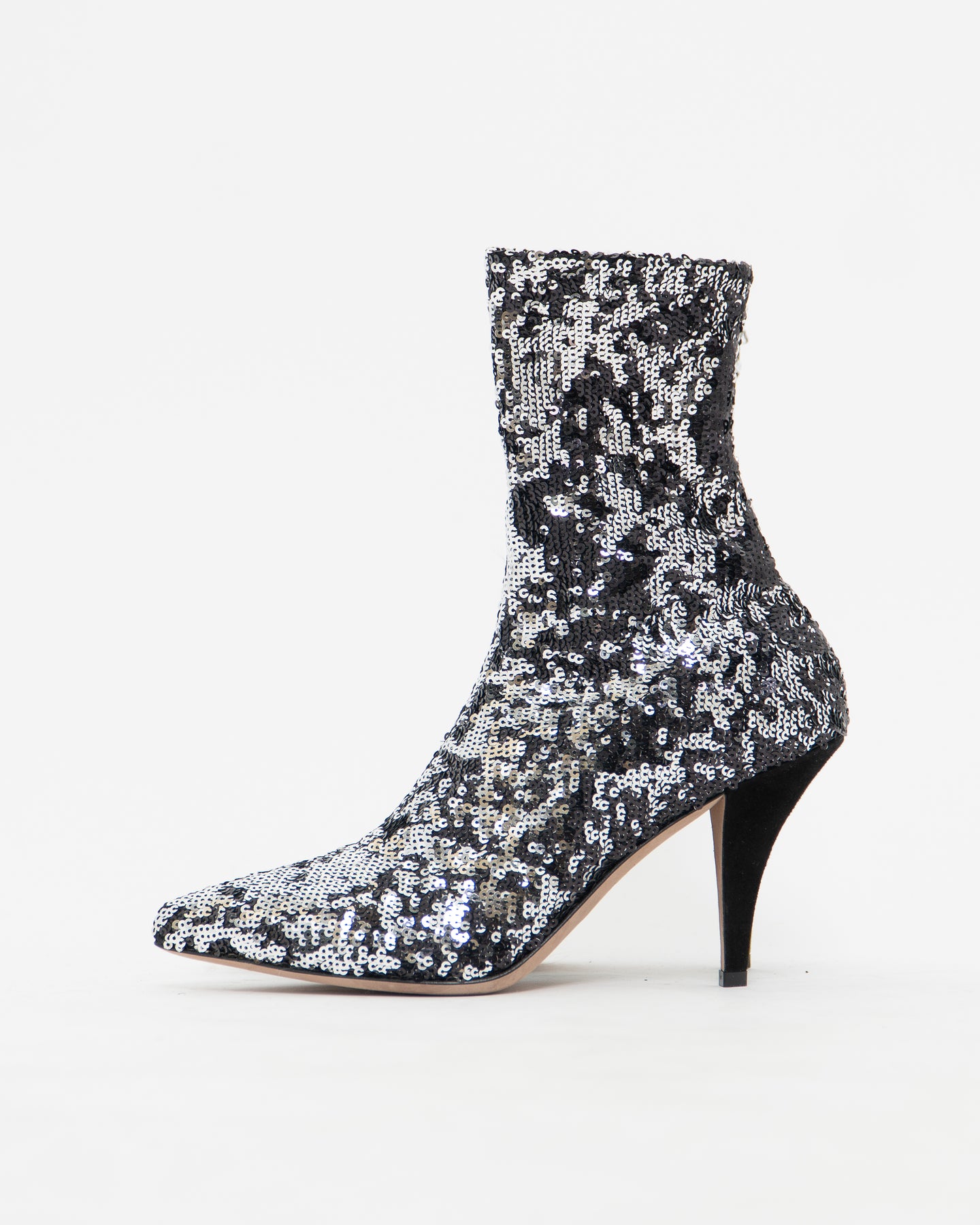 VALENTINO x Silver, Black Sequin Boots (6, 6.5)