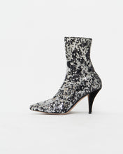 Load image into Gallery viewer, VALENTINO x Silver, Black Sequin Boots (6, 6.5)