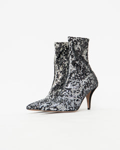 VALENTINO x Silver, Black Sequin Boots (6, 6.5)