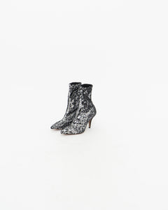 VALENTINO x Silver, Black Sequin Boots (6, 6.5)