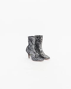 VALENTINO x Silver, Black Sequin Boots (6, 6.5)