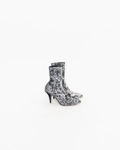 VALENTINO x Silver, Black Sequin Boots (6, 6.5)