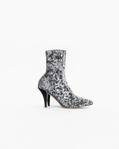 VALENTINO x Silver, Black Sequin Boots (6, 6.5)