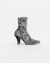 Load image into Gallery viewer, VALENTINO x Silver, Black Sequin Boots (6, 6.5)