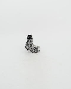 VALENTINO x Silver, Black Sequin Boots (6, 6.5)