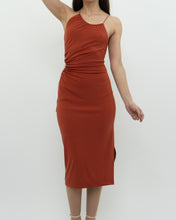 Load image into Gallery viewer, DYNAMITE x Orange Cutout Cinched Midi Dress (XS, S)