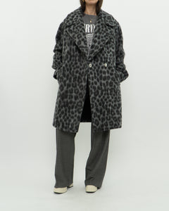 MICHAEL KORS x Grey Leopard Fuzzy Wool-Blend Jacket (XS-M)