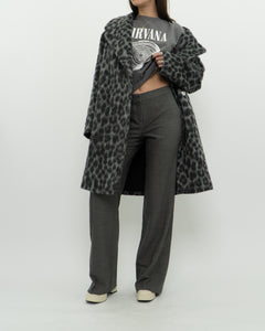 MICHAEL KORS x Grey Leopard Fuzzy Wool-Blend Jacket (XS-M)