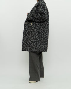 MICHAEL KORS x Grey Leopard Fuzzy Wool-Blend Jacket (XS-M)