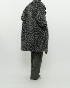 MICHAEL KORS x Grey Leopard Fuzzy Wool-Blend Jacket (XS-M)