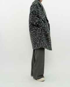 MICHAEL KORS x Grey Leopard Fuzzy Wool-Blend Jacket (XS-M)