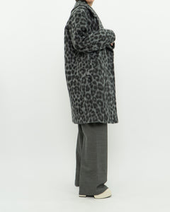 MICHAEL KORS x Grey Leopard Fuzzy Wool-Blend Jacket (XS-M)