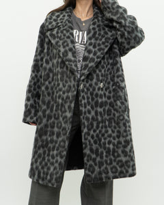 MICHAEL KORS x Grey Leopard Fuzzy Wool-Blend Jacket (XS-M)