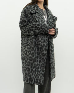 MICHAEL KORS x Grey Leopard Fuzzy Wool-Blend Jacket (XS-M)