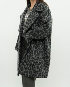 MICHAEL KORS x Grey Leopard Fuzzy Wool-Blend Jacket (XS-M)