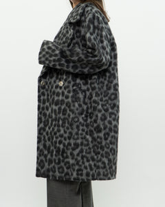 MICHAEL KORS x Grey Leopard Fuzzy Wool-Blend Jacket (XS-M)