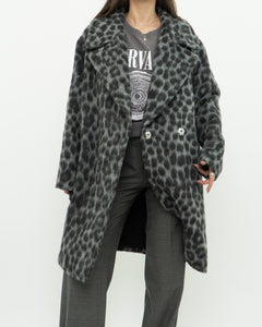 MICHAEL KORS x Grey Leopard Fuzzy Wool-Blend Jacket (XS-M)