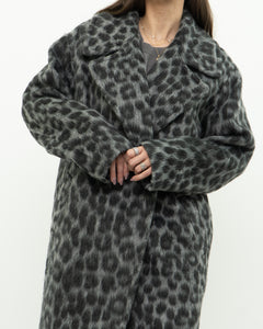 MICHAEL KORS x Grey Leopard Fuzzy Wool-Blend Jacket (XS-M)