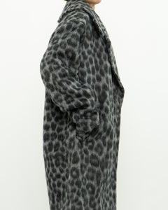 MICHAEL KORS x Grey Leopard Fuzzy Wool-Blend Jacket (XS-M)