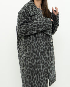 MICHAEL KORS x Grey Leopard Fuzzy Wool-Blend Jacket (XS-M)