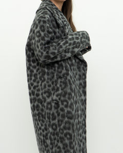 MICHAEL KORS x Grey Leopard Fuzzy Wool-Blend Jacket (XS-M)