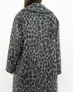 MICHAEL KORS x Grey Leopard Fuzzy Wool-Blend Jacket (XS-M)