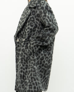 MICHAEL KORS x Grey Leopard Fuzzy Wool-Blend Jacket (XS-M)