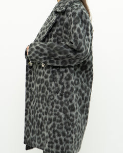 MICHAEL KORS x Grey Leopard Fuzzy Wool-Blend Jacket (XS-M)