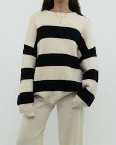 OAK + FORT Cream Striped Knit Sweater (XS-XL)