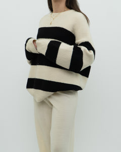 OAK + FORT Cream Striped Knit Sweater (XS-XL)