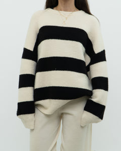 OAK + FORT Cream Striped Knit Sweater (XS-XL)