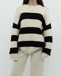 OAK + FORT Cream Striped Knit Sweater (XS-XL)