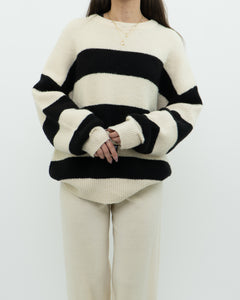 OAK + FORT Cream Striped Knit Sweater (XS-XL)