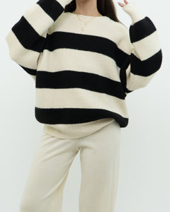 OAK + FORT Cream Striped Knit Sweater (XS-XL)