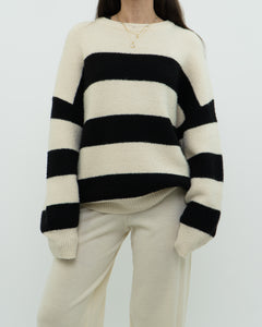 OAK + FORT Cream Striped Knit Sweater (XS-XL)