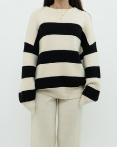 OAK + FORT Cream Striped Knit Sweater (XS-XL)