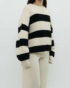 OAK + FORT Cream Striped Knit Sweater (XS-XL)