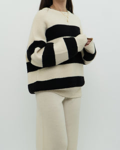 OAK + FORT Cream Striped Knit Sweater (XS-XL)