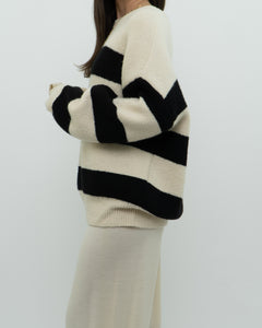 OAK + FORT Cream Striped Knit Sweater (XS-XL)